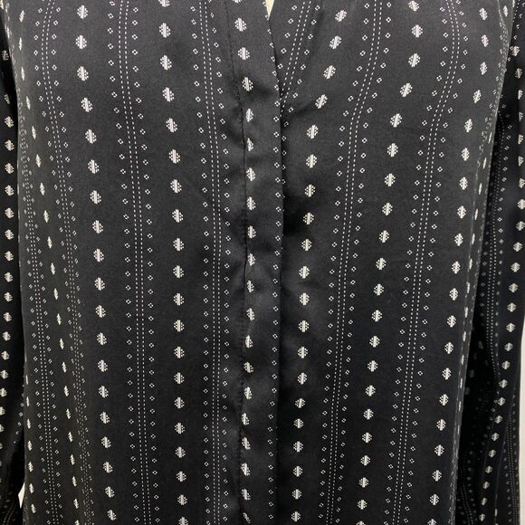 Ecru Womans Black Silk Blouse Small Button Front Long Sleeves Career Casual New - Picture 5 of 15